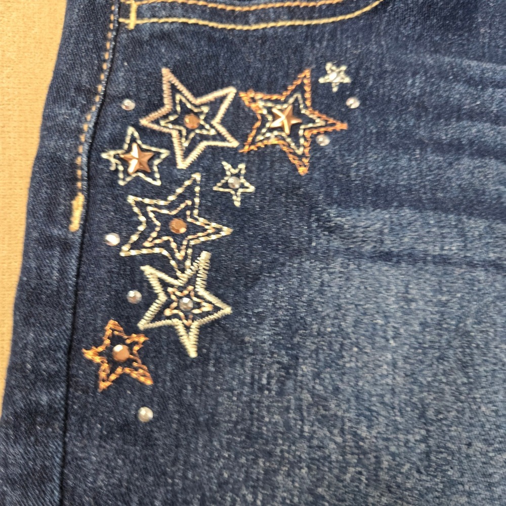 Jordache Girls Overalls Bedazzled Bling Stars Studs Medium Wash Large 10/12 - Picture 3 of 10